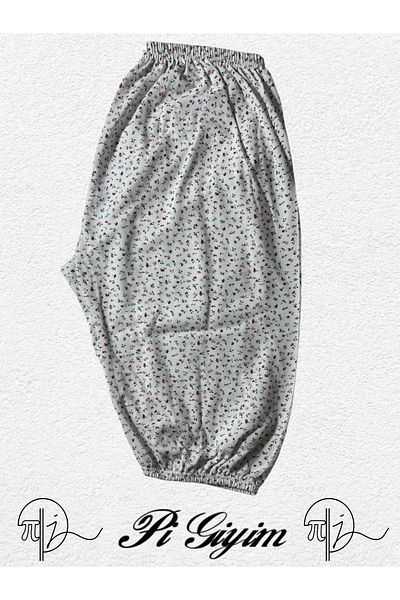 Modaley Giyim Partea de jos de pijama din bumbac pieptănat cu model pentru mamă, până la genunchi, cu talie elastică -ml01