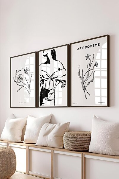 Postifull Set de pictură cu cadru, 3 bucăți cadru negru și set de postere cu ...