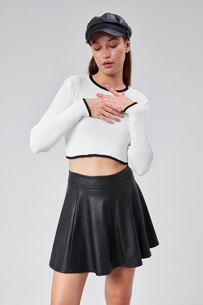 MA ananas Back Low-Cut Long Sleeve Blouse
