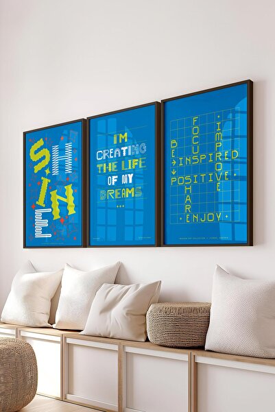 Postifull Set de pictură cu cadru, 3 bucăți cadru negru și set de postere tem...