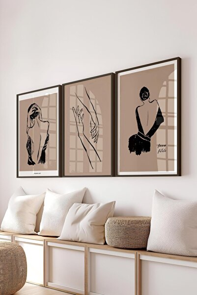 Postifull Set de picturi cu cadru, 3 bucăți cadru negru și set de postere cu ...