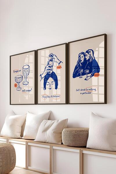 Postifull Set de picturi cu rame, 3 bucăți cadru negru și set de postere cu t...