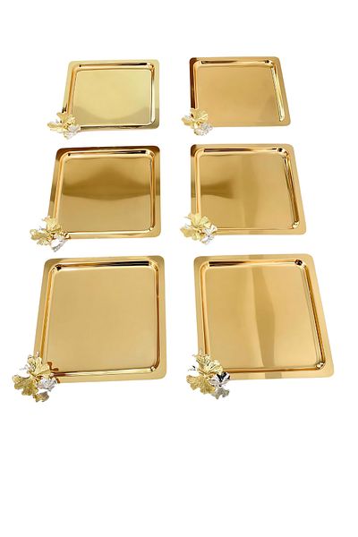 Yaren Style 6-Piece Luxury Coffee Presentation Tray| Gold Butterfly