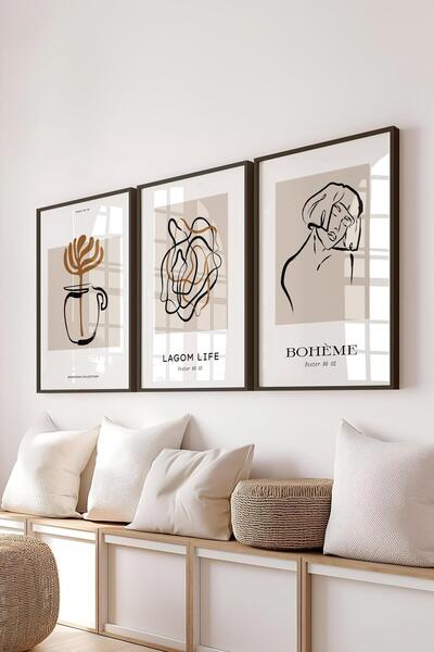 Postifull Set de pictură cu cadru, 3 bucăți cadru negru și set de postere cu ...