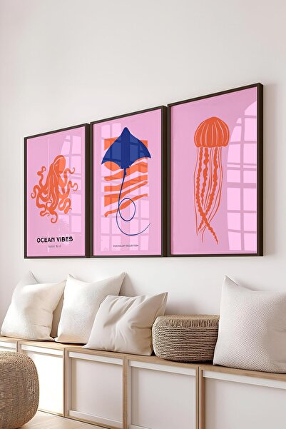 Postifull Set de picturi cu cadru, 3 bucăți cadru negru și set de postere cu ...