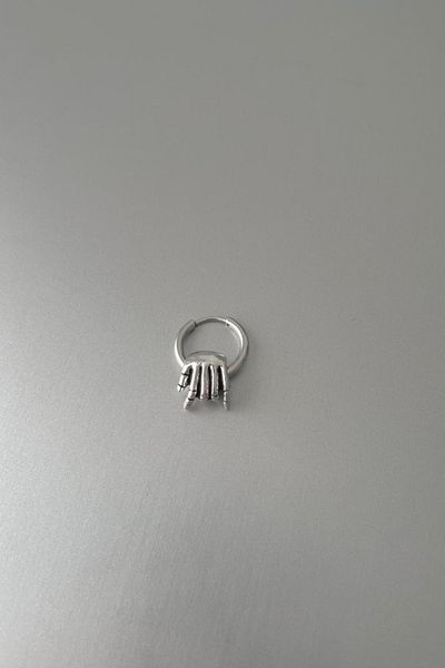 Jaida Moda Unisex Silver Skeleton Hand Figured Steel Hoop Earrings