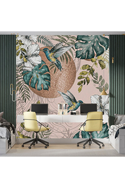 Home Desenlerin kauçuk yaprakların arasında kuş poster duvar kağıdı