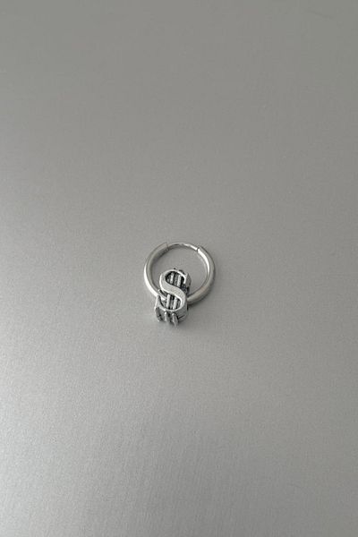Jaida Moda Unisex Silver Dollar Figured Steel Hoop Earrings