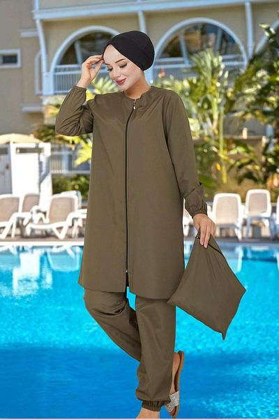 DLC Tekstil Hijab Plain 2-Piece Swimsuit Set