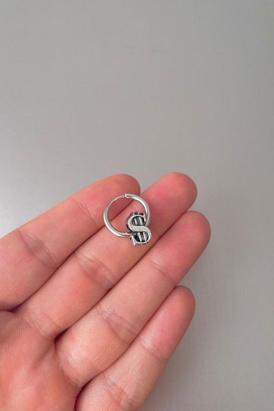 Jaida Moda Unisex Silver Dollar Figured Steel Hoop Earrings
