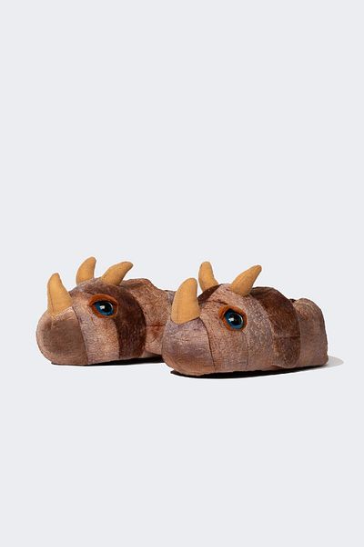DeFacto Boy's Rhino Themed Plush Slippers C8629A824Wn