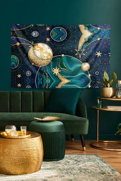 Dokumio Tapet de perete cu textura de marmură cu tematică spațială - Covor de tapiserie Magic of Space