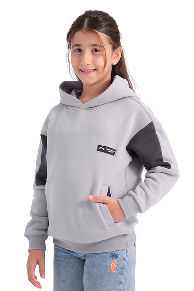 Slazenger Унисекс детски суитшърт LAYNE, сив/черен