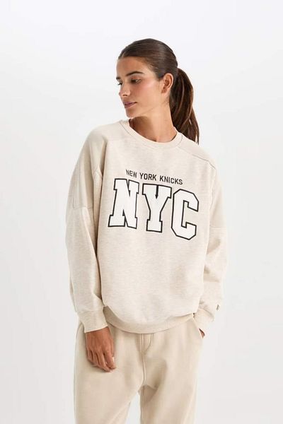 DeFacto New York Knicks Oversize Crew Neck Sweatshirt - D2429Ax24Au