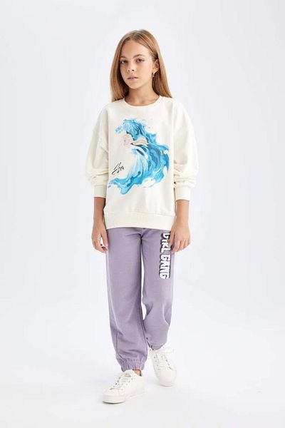 DeFacto Jogger Sweatpants για κορίτσια - εμπριμέ, ελαστικό πόδι μέσης και τσέπες D0739a824au