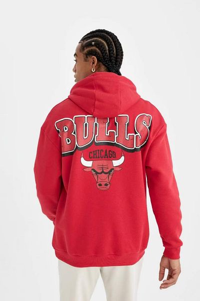 DeFacto Červená oversize mikina s kapucí na zádech NBA Chicago Bulls