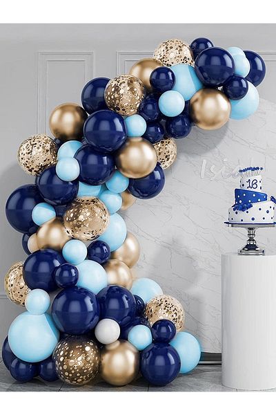 Öztürkpartievi Blue Navy Circumcision Birthday Balloon Chain