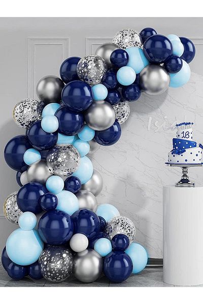 Öztürkpartievi Blue Navy Circumcision Birthday Balloon Chain