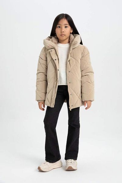 DeFacto Girl's Dfc - Water Repellent Hooded Puffer Jacket