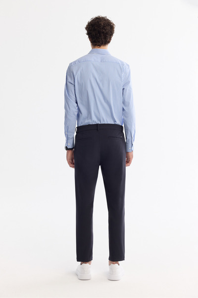 Avva Erkek Lacivert Kırışmaz Hızlı Kuruyan Beli Lastikli Esnek Teknik Kumaş Slim Fit Pantolon A42Y3065