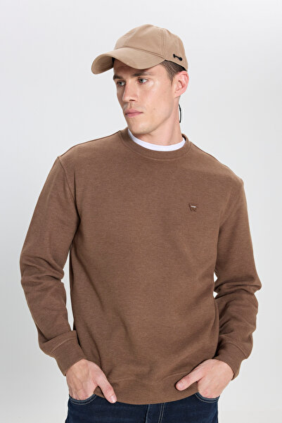 WRANGLER Regular Fit Normal Kesim Bisiklet Yaka Kahverengi Sweatshirt