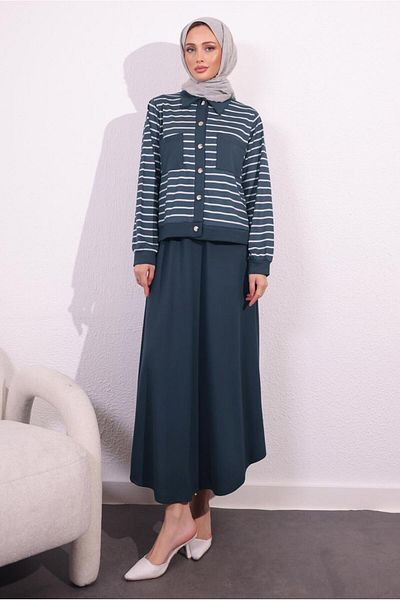 TRENDTESETTÜR Gray Fume Women's Set with Knitted Skirt - t 1154