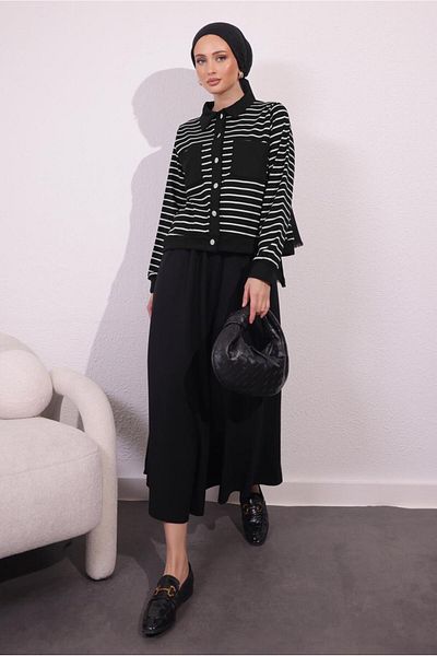 TRENDTESETTÜR Γυναικείο Σετ με Μαύρη Πλεκτή Φούστα - T 1154