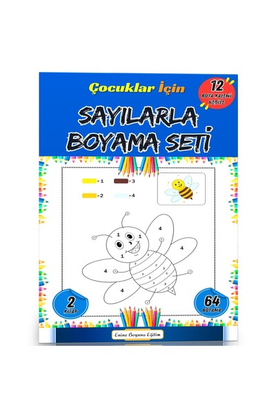 Enine Boyuna Eğitim Çocuklar İçin Sayılarla Boyama Seti (12 Kalem Hediyeli)