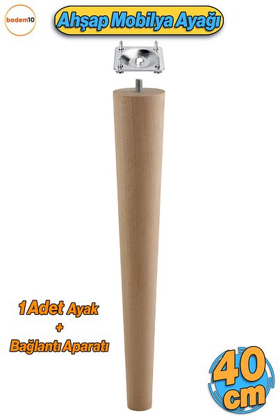 Badem10 Picioare de mobilier din lemn cu dispozitiv 40 cm Masuta de cafea Masuta de mijloc Puf Scaun Unitate TV Picioare cu șuruburi M8