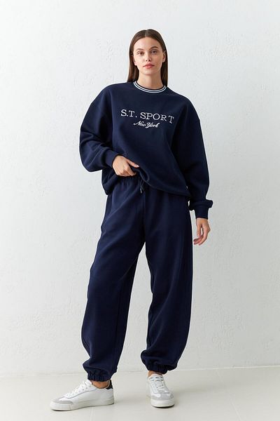 Setre Navy Blue Ankle Elastic Relaxed Cut Sweatpants