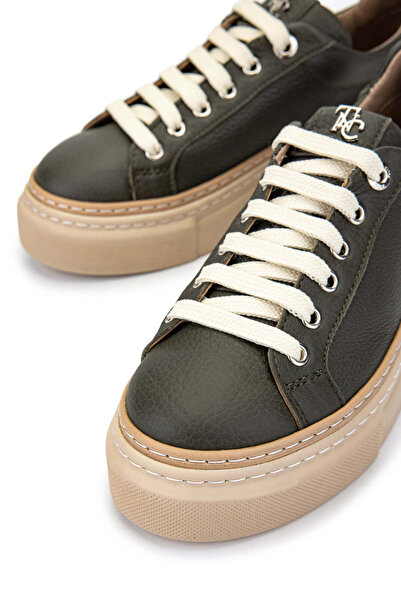 Tamer Tanca Women's Genuine Leather Khaki Sneakers & Sports Shoes