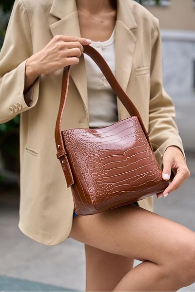 Madamra Taba Croco Damen-Schultertasche aus weichem Leder mit verstellbarem Riemen