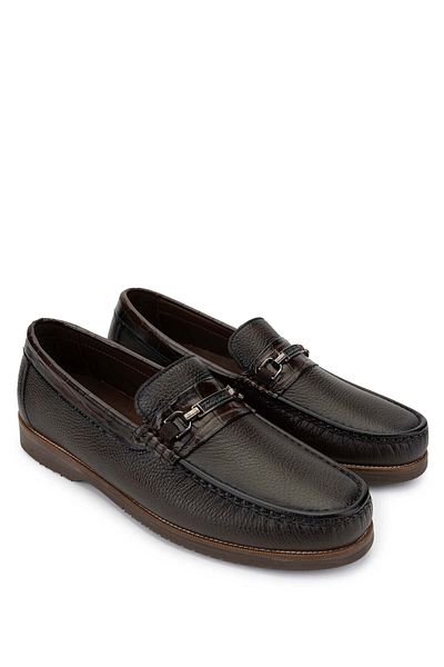 Tamer Tanca Men's Genuine Leather Brown Loafer Shoes