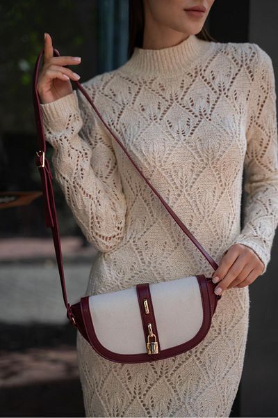 Madamra Damen-Umhängetasche mit Kontrastdesign in Claret Red-Cream