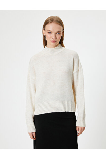 Koton Pulover de tricotaj - guler stand, maneca lunga, amestec acrilic