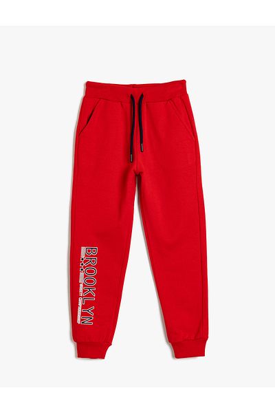 Koton Jogger Sweatpants with Pockets Printed Tie Waist