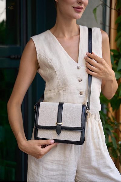 Madamra Perry Umhängetasche für Damen - Schwarz und Creme