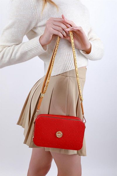 Madamra Red Women's Patterned Box Bag