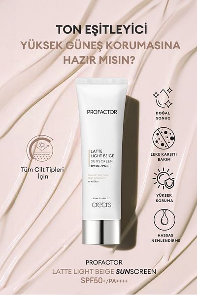 Cre'ars Latte Colored Sunscreen - Spf50+/Pa++++ Profactor Cre'Ars Concealer Sunscreen (Light Beige)