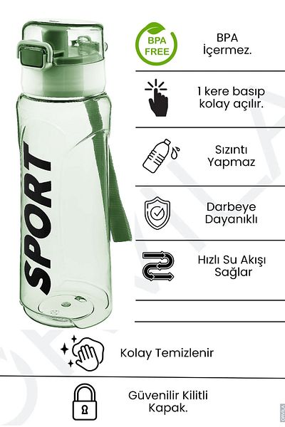 Orvila Easy Lid Water Bottle 700 ml - Mint Professional Water Bottle School - Workplace - Office - Sports