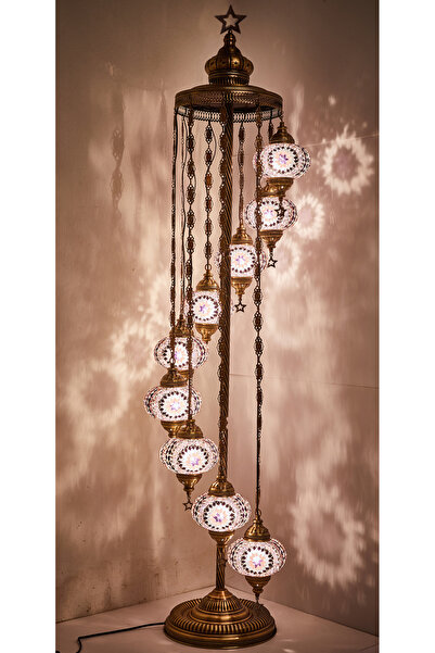 Demmex El Yapımı Mozaik Ayaklı Lambader 9''lu Otantik Lamba Dekor Tabanlı Tür...