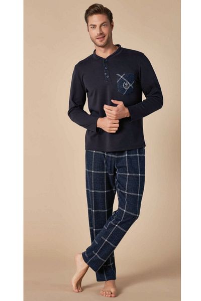 Feyza Pijama Feyza Winter Men's Pajama Set Navy Blue