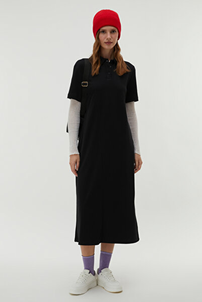 Mudo Polo Neck Short Sleeve Long Dress