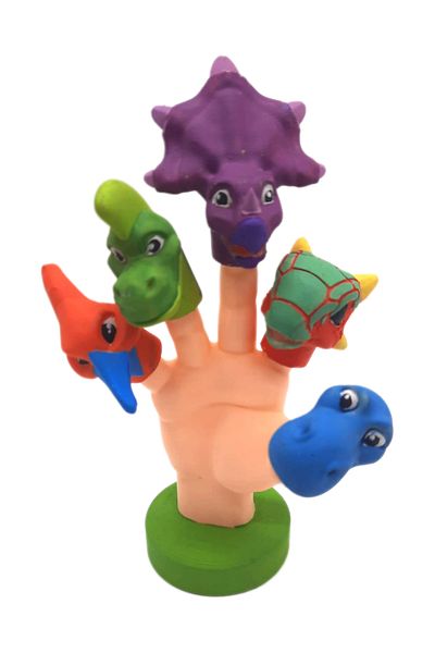 Uçaneller Kuklaevi Dinosaurs Finger Puppet Set with Hand Stand