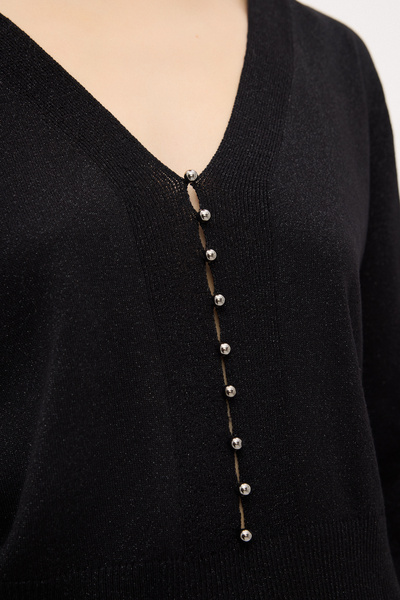 adL V-Neck Pearl Knitwear Blouse