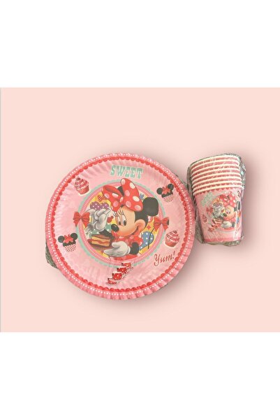 partideyince Minnie Mouse Tabak Bardak Konsept Doğum Günü 8 Kişilik Kız Çocuk...