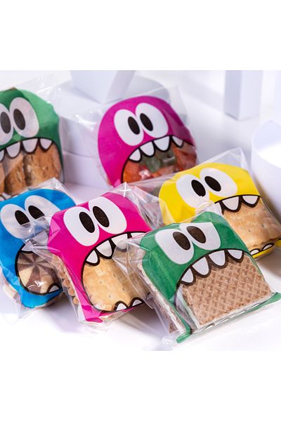 Bimotif Blue Monster Patterned Banded Transparent Bag, 10X15 cm 1000 Pieces