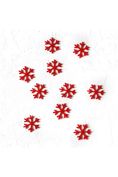 Bimotif Christmas Felt Snowflake Ornament, Red 10 Pieces