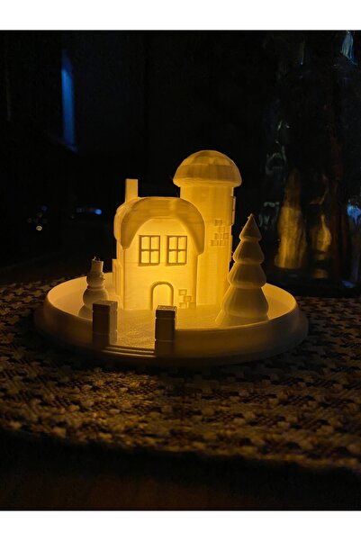 Root Made Bahçeli Kış Evi Tealight Mumluk Dekoratif Noel Evi Yeni Yıl Hediyes...