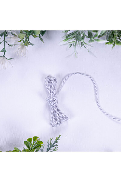 Bimotif Marteniçka Gri Beyaz Büküm Bileklik Ipi, 2 Mm 2 Metre
